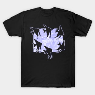 currents Liquid Aabstract Mauve Angelfish Silhouette T-Shirt